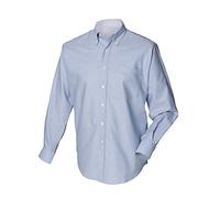 Henbury Mens Long Sleeve Classic Oxford Work Shirt (XL) (Blue)