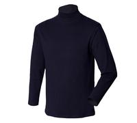 Henbury Mens Cotton Rich Long Sleeve Turtleneck Sweatshirt, navy, L