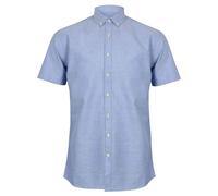 Henbury Men's Modern Short Sleeve Oxford Shirt in Blue | Size: 4XL Henbury Blue 4XL