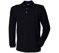 Henbury Men's Pique Long-Sleeved Polo Shirt in Navy | Size: XL Henbury Navy XL