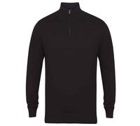 Henbury Men's Quarter Zip Jumper in Black | Size: 3XL Henbury Black 3XL