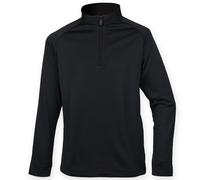 Henbury Mens Quarter Zip Long Sleeve Top (L) (Black)