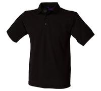 Henbury Mens Short Sleeved 65/35 Pique Polo Shirt (2XL) (Black)