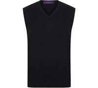 Henbury Mens Sleeveless 12 Gauge V-Neck Fine Knit Jumper (2XL) (Black)