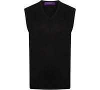 Sleeveless 12 Gauge V-Neck Fine Knit Jumper Henbury Navy M