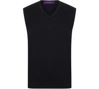 Sleeveless 12 Gauge V-Neck Fine Knit Jumper Henbury Black M