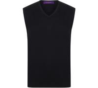 Sleeveless 12 Gauge V-Neck Fine Knit Jumper Henbury Black M