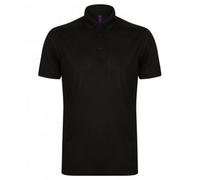 Henbury Men's Stretch Microfine Pique Polo Shirt in Black | Size: 3XL Henbury Black 3XL