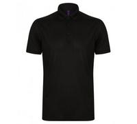 Henbury Men's Stretch Microfine Pique Polo Shirt in Black | Size: Small Henbury Black S