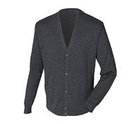 Henbury Mens V Lightweight Cardigan Grey Marl Large