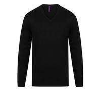 Henbury Mens V Neck Jumper Soft Touch Acrylic Knitted Sweater 2XS - 4XL