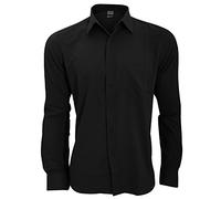 Henbury Mens Wicking Long Sleeve Work Shirt (4XL) (Black)