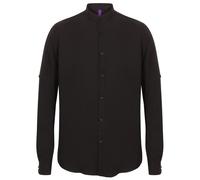 Henbury Mens Wicking Mandarin Collar Roll Sleeve Shirt PC6102