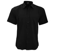 Henbury Mens Wicking Short Sleeve Work Shirt (2XL) (Black)