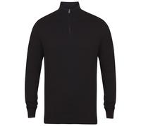 Henbury Men's Zip Neck Sweatshirt in Black | Size: 4XL Henbury Black 4XL