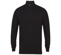Henbury Men's Zip Neck Sweatshirt in Black | Size: Medium Henbury Black M