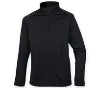 Henbury Men's Zip Neck Top in Black | Size: 2XL Henbury Black 2XL