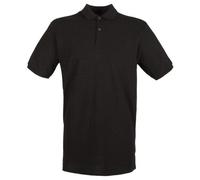 Henbury Micro-Fine PiquÃ© Polo Shirt Black Modern Fit Cotton for Men Women