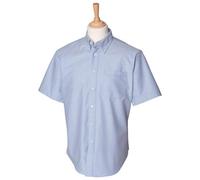 Henbury Classic Oxford Shirt Men Short Sleeve Wrinkle Resistant Durable Workwear