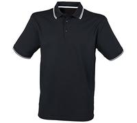 Henbury Short Sleeve Coolplus Polo Shirt - Black/White - S