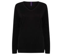 Henbury Women's 12 Gauge V Neck Jumper 50 Cotton 50 Acrylic Feminine Fit