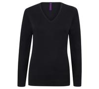 Henbury Women's 12 Gauge V Neck Jumper 50 Cotton 50 Acrylic Feminine Fit