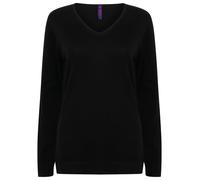 Henbury Women's 12 gauge v-neck jumper H721 - Tubular cuff and hem