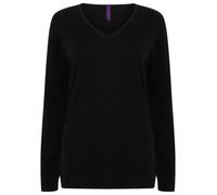 Henbury Women's 12 gauge v-neck jumper H721 - Womens, 50% Cotton, Oeko-Tex