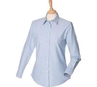 Henbury Women's Classic Long Sleeve Oxford Shirt Wrinkle Resistant Cotton