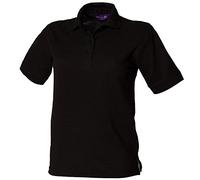 Henbury Womens Comfy Fit Stand Up Collar Short Sleeve 65/35 Polo Shirt Black 2XL
