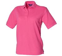 Henbury Womens Comfy Stand Up Collar Short Sleeved 65/35 Polo Shirt Fuchsia XL