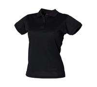 Henbury Women's Coolplus Polo Shirt Black Wicking Micro Piqué Fitted
