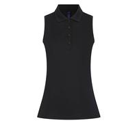 Henbury Women's CoolPlus Sleeveless Polo Shirt in Black | Size: Medium Henbury Black M