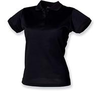 Henbury Ladies Polo Shirt Coolplus - Wicking & Breathable Short Sleeve - 3XL Black