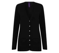 Henbury Womens Cotton Acrylic V Neck Cardigan Black XS
