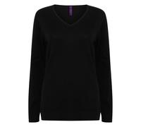 Henbury Women's Cotton Acrylic V Neck Sweatshirt in Black | Size: Medium Henbury Black M