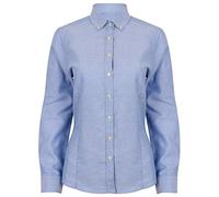 Henbury Womens Fitted Oxford Shirt, Wrinkle Resistant, Pearlised Buttons, Adjustable Cuff, Blue, M