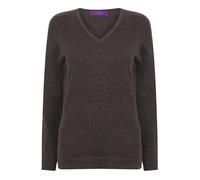 Henbury Womens/Ladies 12 Gauge Fine Knit V-Neck Jumper/Sweatshirt (L) (Grey Marl)