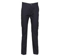 Henbury Womens/Ladies 65/35 Flat Fronted Slim Fit Chino Work Trousers (Large x Long) (Navy)