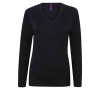 Henbury Women's Cotton Acrylic V Neck Sweatshirt in Navy | Size: XL Henbury Navy XL