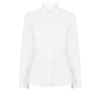 Henbury Womens Fitted Button-Down Oxford Shirt, Wrinkle Resistant, Adjustable Cuff, White, L