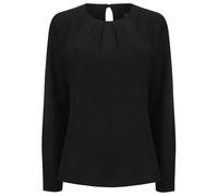 Pleat Front Long Sleeve Blouse Henbury Black XS
