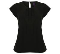 Henbury Womens/Ladies Pleat Front Short Sleeve Top PC2957