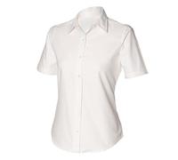 Henbury Womens/Ladies Short Sleeve Classic Oxford Work Shirt (L) (White)