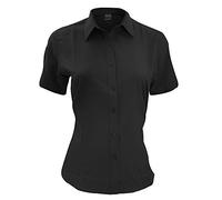 Henbury Womens/Ladies Wicking Short Sleeve Work Shirt (4XL) (Black)
