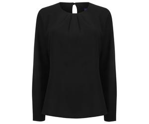 Henbury Womens/Ladies Yarn Pleat Front Long-Sleeved Blouse RW9332