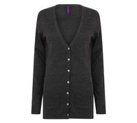 Henbury Women's Lightweight V Neck Cardigan in Grey | Size: XL Henbury Grey XL