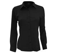 Henbury Womens/Ladies Wicking Anti-bacterial Long Sleeve Work Shirt (L) (Black)