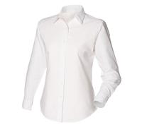 Henbury Women's Long Sleeved Classic Oxford Work Shirt in White | Size: 2XL Henbury White 2XL