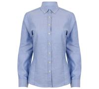 Henbury Womens Blue Fitted Oxford Shirt, 2XL, Wrinkle Resistant, Cotton-Rich